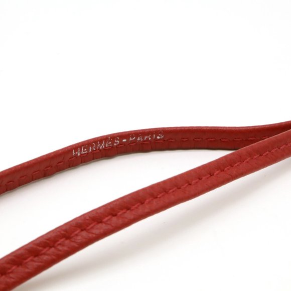 HERMES Hermes Sifre Whistle Dog Necklace Leather Metal Red Silver - Picture 5 of 6